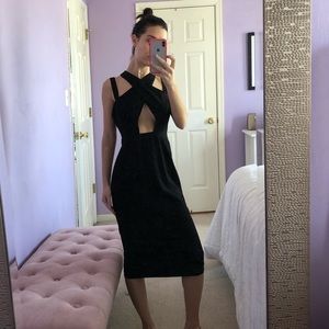 Black strapped midi dress